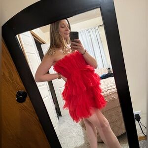 NWT Red Tulle Poufy Formal Dress